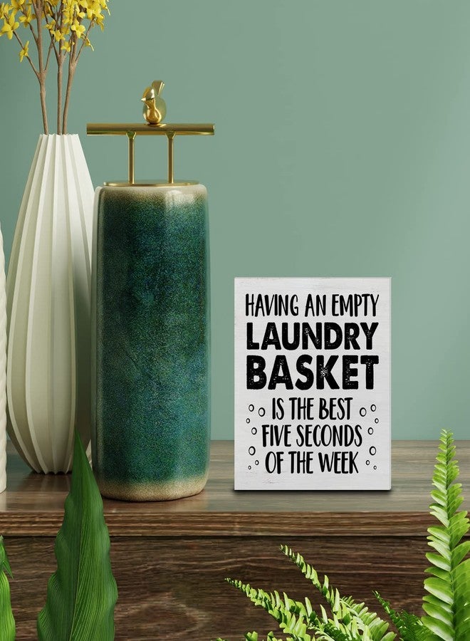 YIDOU Country Laundry Room Wood Box Sign Decor Desk Sign Having an Empty Laundry Basket Wooden Box Block Sign Rustic Home Shelf Wall Decoration - Image 3